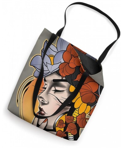 Neo-Traditional Pretty Girl x Flowers Tattoo Flash Tote Bag $11.82 Totes