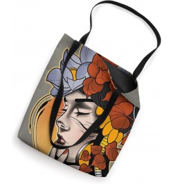 Neo-Traditional Pretty Girl x Flowers Tattoo Flash Tote Bag $11.82 Totes