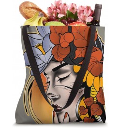 Neo-Traditional Pretty Girl x Flowers Tattoo Flash Tote Bag $11.82 Totes