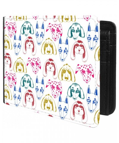 Unique Desige Pattern - Hand Drawn Dogs Different Breeds, Slim Front Pocket Wallet Billfold RFID Blocking $8.34 Wallets