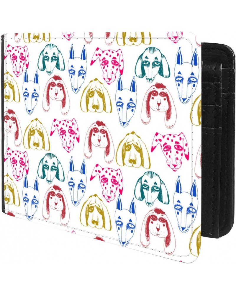 Unique Desige Pattern - Hand Drawn Dogs Different Breeds, Slim Front Pocket Wallet Billfold RFID Blocking $8.34 Wallets