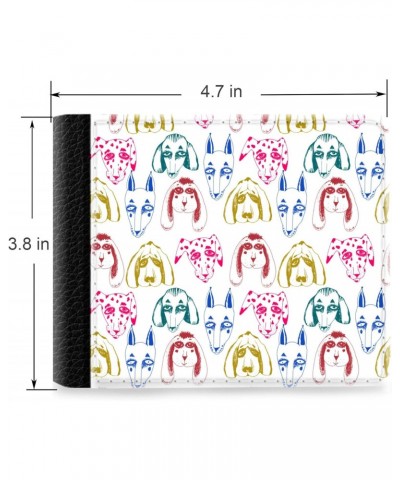 Unique Desige Pattern - Hand Drawn Dogs Different Breeds, Slim Front Pocket Wallet Billfold RFID Blocking $8.34 Wallets