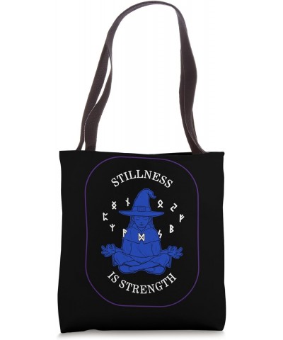 Meditation Stillness Is Strength Yoga Witch Halloween Medita Tote Bag $15.25 Totes