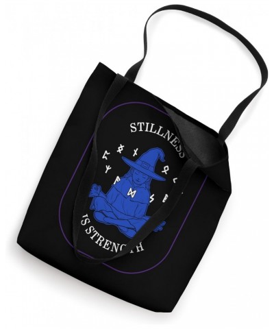 Meditation Stillness Is Strength Yoga Witch Halloween Medita Tote Bag $15.25 Totes