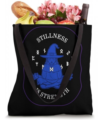 Meditation Stillness Is Strength Yoga Witch Halloween Medita Tote Bag $15.25 Totes