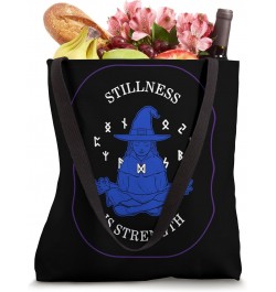 Meditation Stillness Is Strength Yoga Witch Halloween Medita Tote Bag $15.25 Totes