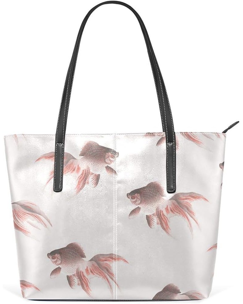 Handbags for Women Tote Bags with 11.08"(L) x 3.54"(W) x 11.02"(W) - Fish Teal Veiltail Goldfish $18.91 Totes