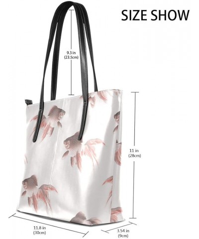 Handbags for Women Tote Bags with 11.08"(L) x 3.54"(W) x 11.02"(W) - Fish Teal Veiltail Goldfish $18.91 Totes