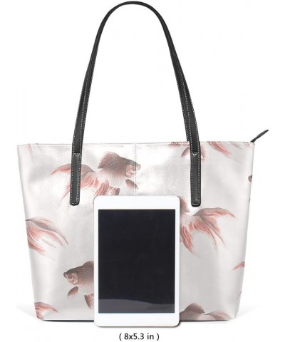 Handbags for Women Tote Bags with 11.08"(L) x 3.54"(W) x 11.02"(W) - Fish Teal Veiltail Goldfish $18.91 Totes