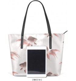 Handbags for Women Tote Bags with 11.08"(L) x 3.54"(W) x 11.02"(W) - Fish Teal Veiltail Goldfish $18.91 Totes