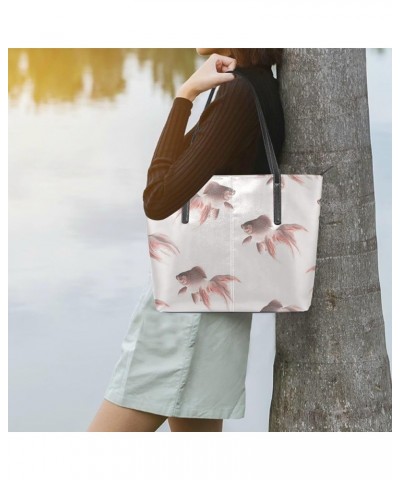 Handbags for Women Tote Bags with 11.08"(L) x 3.54"(W) x 11.02"(W) - Fish Teal Veiltail Goldfish $18.91 Totes