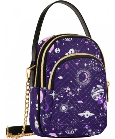 Space Galaxy Women's Crossbody Handbags Quilted Shoulder Bag with Chain Strap Constellation Trendy Cross Body Cell Phone Cros...