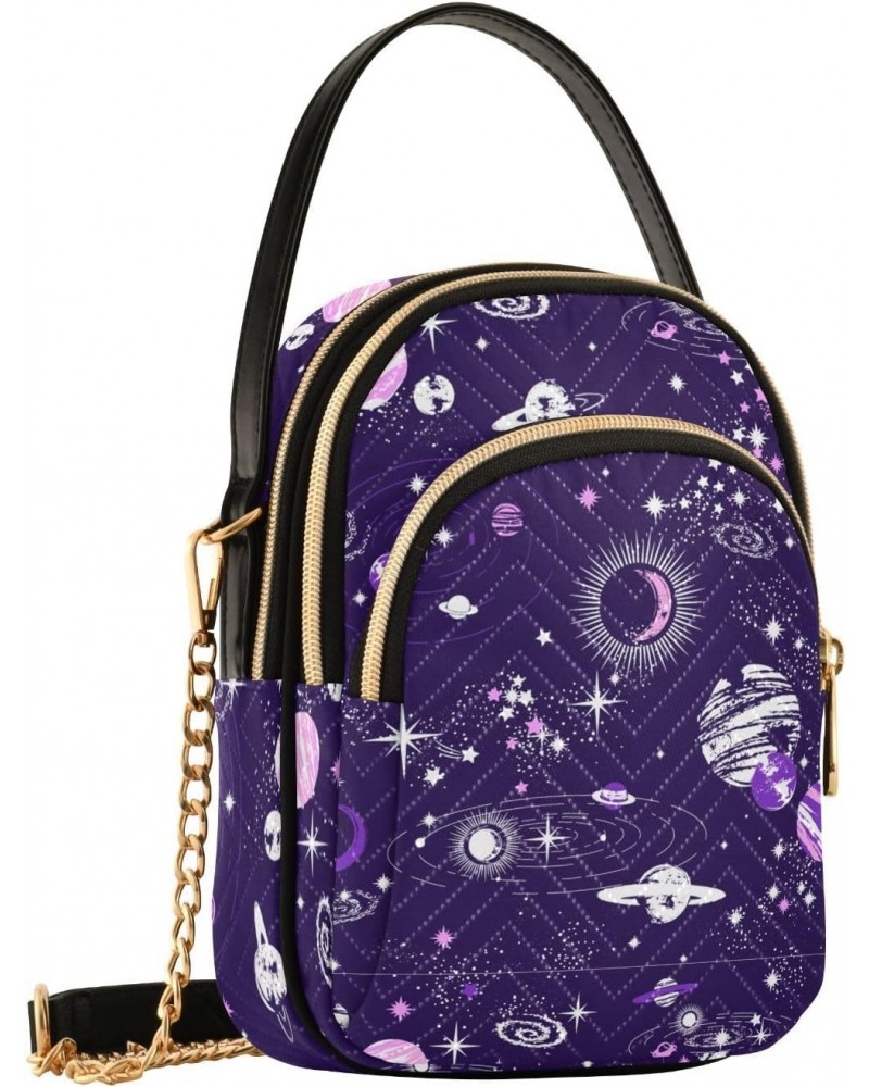 Space Galaxy Women's Crossbody Handbags Quilted Shoulder Bag with Chain Strap Constellation Trendy Cross Body Cell Phone Cros...