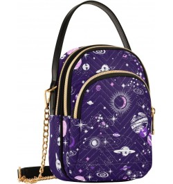 Space Galaxy Women's Crossbody Handbags Quilted Shoulder Bag with Chain Strap Constellation Trendy Cross Body Cell Phone Cros...