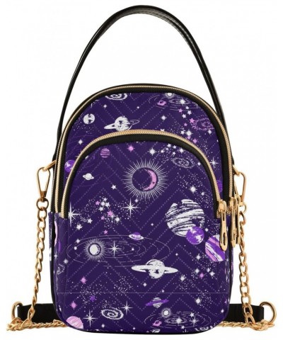 Space Galaxy Women's Crossbody Handbags Quilted Shoulder Bag with Chain Strap Constellation Trendy Cross Body Cell Phone Cros...