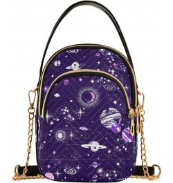 Space Galaxy Women's Crossbody Handbags Quilted Shoulder Bag with Chain Strap Constellation Trendy Cross Body Cell Phone Cros...