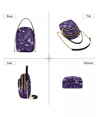 Space Galaxy Women's Crossbody Handbags Quilted Shoulder Bag with Chain Strap Constellation Trendy Cross Body Cell Phone Cros...