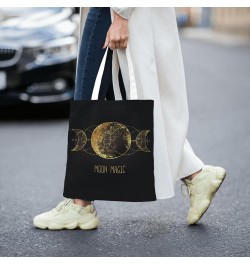 Lovely Cartoon Witchcraft Cat Skull Single Shoulder Fashion Canvas Tote Shopping Bags Handbags For Men And Women Moon Magic B...