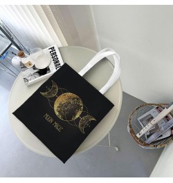 Lovely Cartoon Witchcraft Cat Skull Single Shoulder Fashion Canvas Tote Shopping Bags Handbags For Men And Women Moon Magic B...