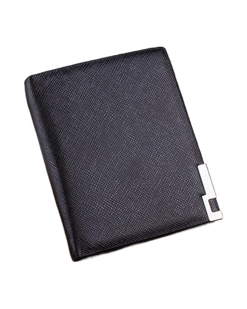 Men's Cross Pattern Wallet Fashion Iron Sheet Short Wallet Card Holder (Color : Vertical Khaki) Black $19.47 Wallets