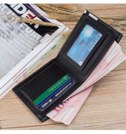 Men's Cross Pattern Wallet Fashion Iron Sheet Short Wallet Card Holder (Color : Vertical Khaki) Black $19.47 Wallets