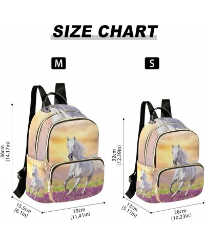 Small Backpack for Women Travel Bag White Horse Run Gallop in Flowers Daypack Purse Fashion Shoulder Bag Rucksack Medium B541...