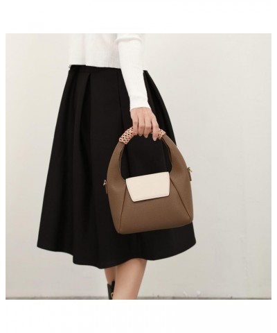 PU Leather Woven Hand-held Crescent Bag Womens Bag Underarm Bag Versatile Shoulder Bag Niche Handbag D $37.38 Totes