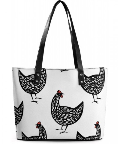 Womens Handbag Hens Farm Animals Leather Tote Bag Top Handle Satchel Bags For Lady $16.80 Totes