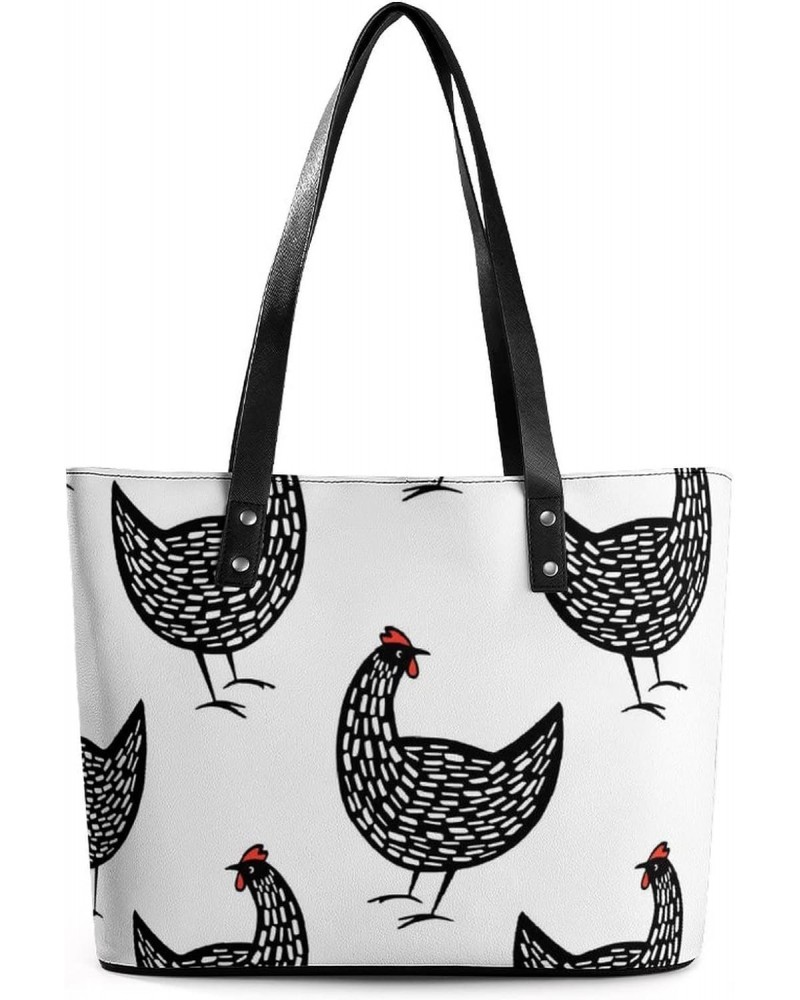 Womens Handbag Hens Farm Animals Leather Tote Bag Top Handle Satchel Bags For Lady $16.80 Totes