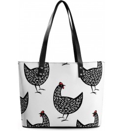 Womens Handbag Hens Farm Animals Leather Tote Bag Top Handle Satchel Bags For Lady $16.80 Totes