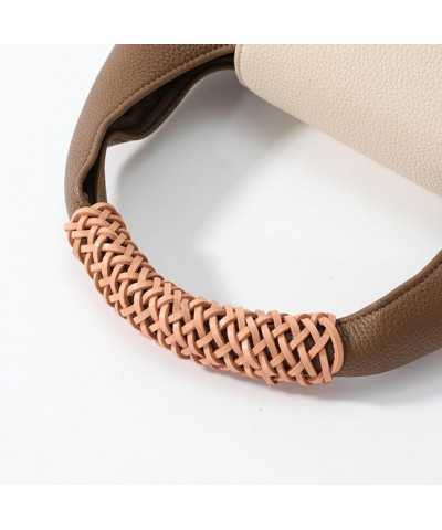 PU Leather Woven Hand-held Crescent Bag Womens Bag Underarm Bag Versatile Shoulder Bag Niche Handbag D $37.38 Totes