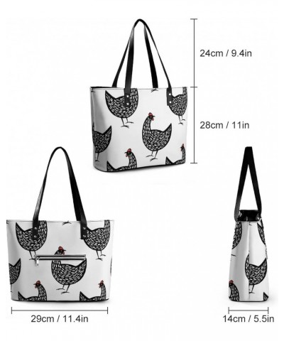 Womens Handbag Hens Farm Animals Leather Tote Bag Top Handle Satchel Bags For Lady $16.80 Totes