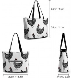 Womens Handbag Hens Farm Animals Leather Tote Bag Top Handle Satchel Bags For Lady $16.80 Totes