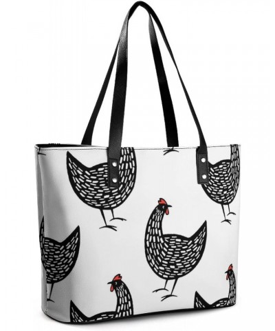 Womens Handbag Hens Farm Animals Leather Tote Bag Top Handle Satchel Bags For Lady $16.80 Totes