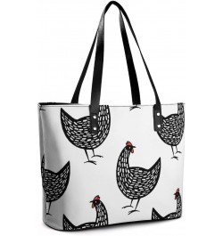 Womens Handbag Hens Farm Animals Leather Tote Bag Top Handle Satchel Bags For Lady $16.80 Totes