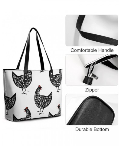 Womens Handbag Hens Farm Animals Leather Tote Bag Top Handle Satchel Bags For Lady $16.80 Totes