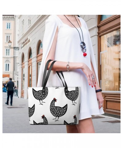 Womens Handbag Hens Farm Animals Leather Tote Bag Top Handle Satchel Bags For Lady $16.80 Totes