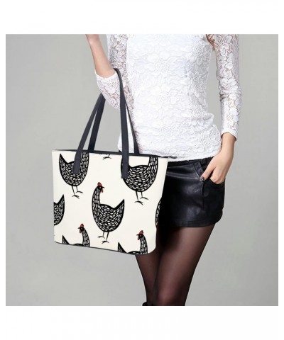 Womens Handbag Hens Farm Animals Leather Tote Bag Top Handle Satchel Bags For Lady $16.80 Totes