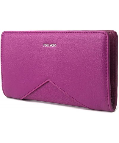 Pixie Mood Sophie 6.75 x 3.75 Vegan Leather Snap Closure ID Card Wallet, Black Fuchsia Pink $17.93 Wallets