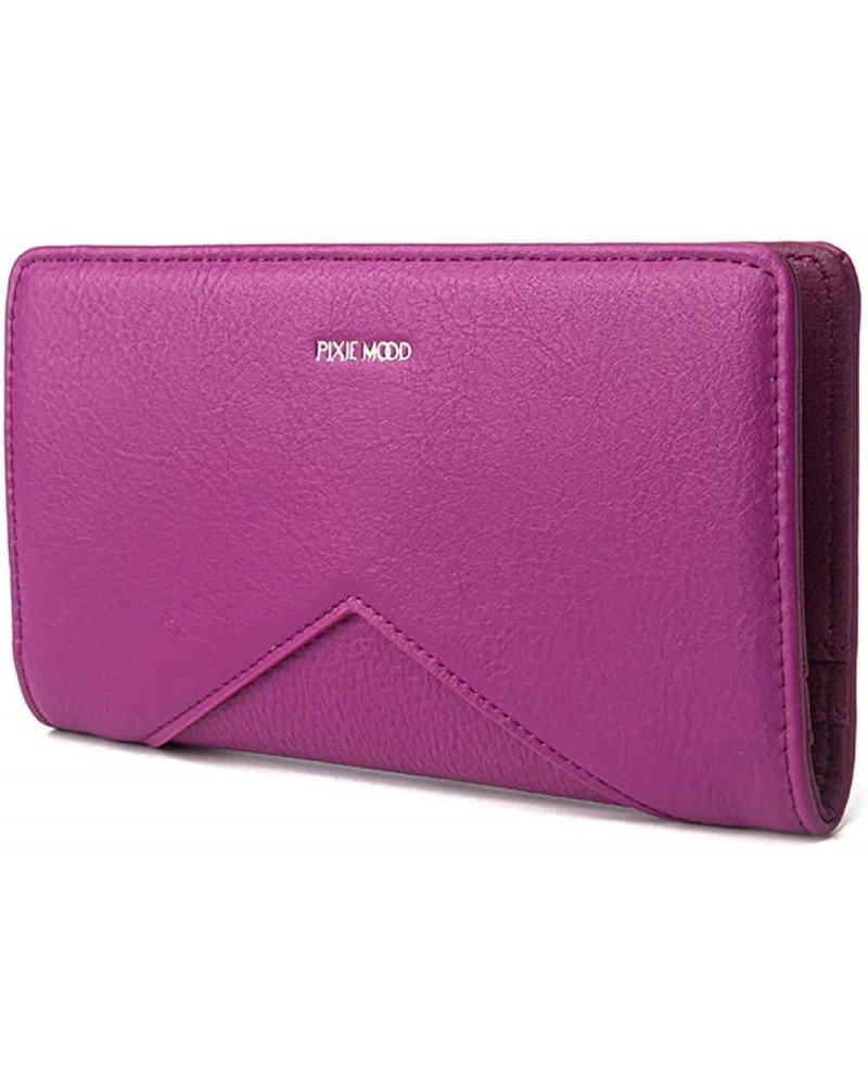 Pixie Mood Sophie 6.75 x 3.75 Vegan Leather Snap Closure ID Card Wallet, Black Fuchsia Pink $17.93 Wallets