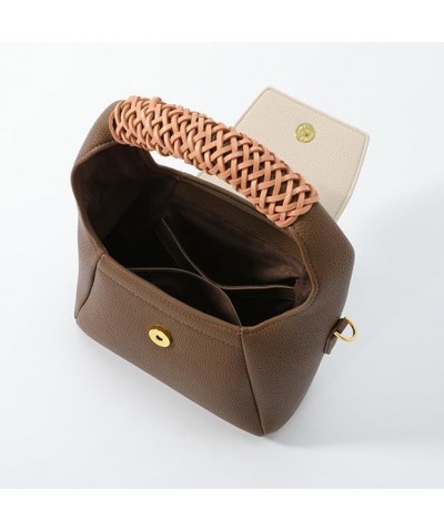 PU Leather Woven Hand-held Crescent Bag Womens Bag Underarm Bag Versatile Shoulder Bag Niche Handbag D $37.38 Totes