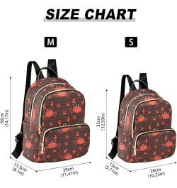 Red Crab Pattern Mini Backpack Purse for Women, Cute Travel Backpack Fashion Backpack Lightweight Shoulder Bag Small Casual D...