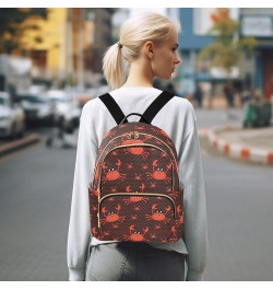 Red Crab Pattern Mini Backpack Purse for Women, Cute Travel Backpack Fashion Backpack Lightweight Shoulder Bag Small Casual D...