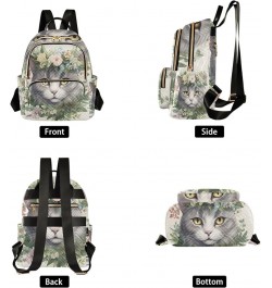 Mini Backpack Purse for Women, Grey Cat Flower Travel Bag Casual Daypack Shoulder Bag Medium $16.31 Backpacks