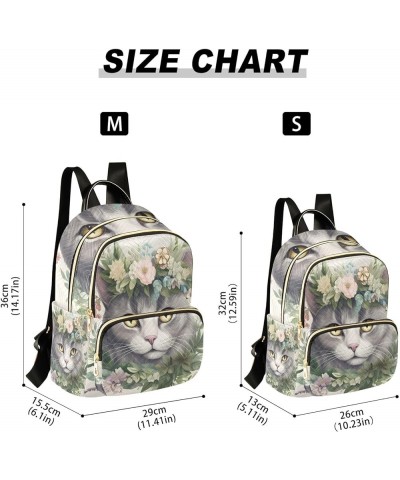 Mini Backpack Purse for Women, Grey Cat Flower Travel Bag Casual Daypack Shoulder Bag Medium $16.31 Backpacks