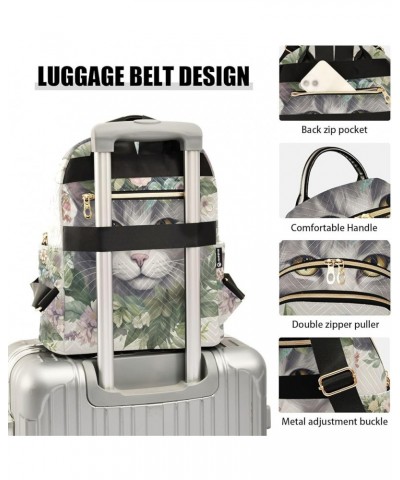 Mini Backpack Purse for Women, Grey Cat Flower Travel Bag Casual Daypack Shoulder Bag Medium $16.31 Backpacks