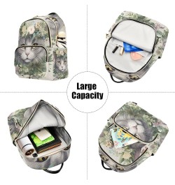 Mini Backpack Purse for Women, Grey Cat Flower Travel Bag Casual Daypack Shoulder Bag Medium $16.31 Backpacks