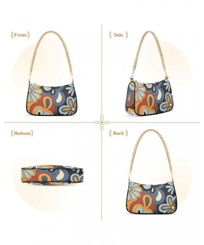 Floral Psychedelic Shoulder Bag for Women Chain Handbags with Zipper Womens Tote Satchel Bags $12.60 Satchels