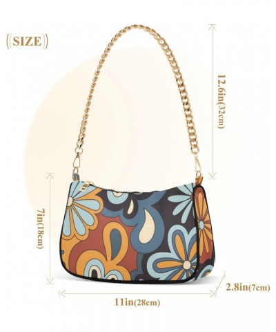 Floral Psychedelic Shoulder Bag for Women Chain Handbags with Zipper Womens Tote Satchel Bags $12.60 Satchels