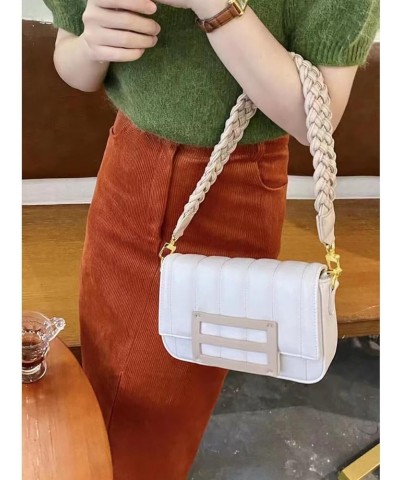 Small Vegan Leather Purse for Women Shopper Purse with Woven Shoulder Strap, Women Shoulder Bags for Daily Going Out White $1...